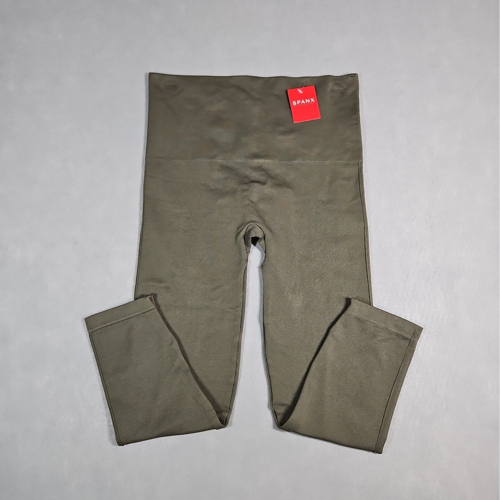 Spanx Womens Olive Green Cropped Lamn Leggings Size XL NWT